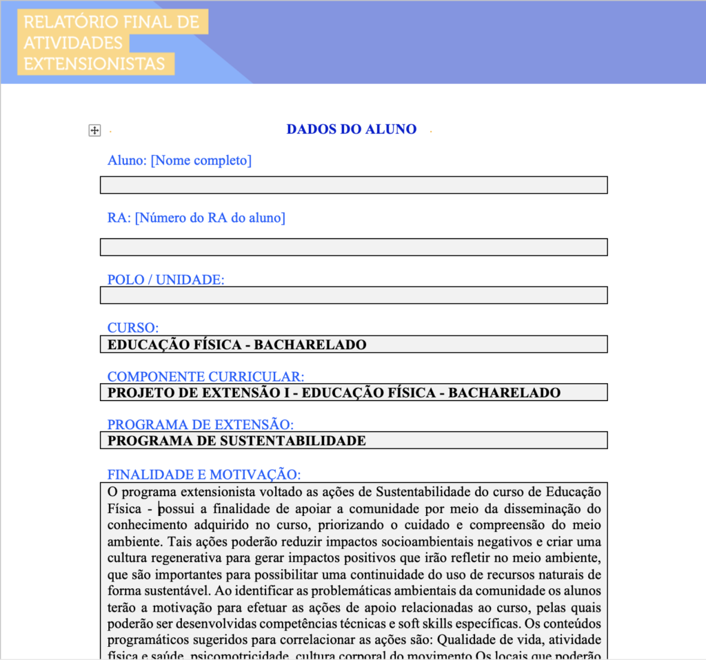 PROJETO DE EXTENSÃO 1 EDUCAÇÃO FISICA BACHAREL - PORTFOLIOS PRONTOS